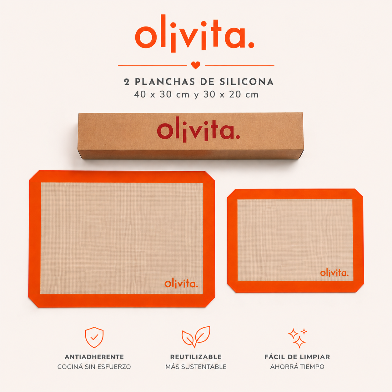 SET 2 PLANCHAS DE SILICONA ANTHIADERENTE PARA HORNEAR